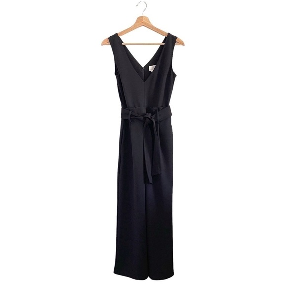 Anthropologie Cathy Structured Wide Leg Sleeveless V Neck Jumpsuit Black XS - Picture 6 of 16